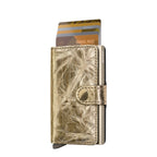 Lieblingstasche Secrid Miniwallet Crunch in metallic gold leather with RFID-protected card holder and snap closure
