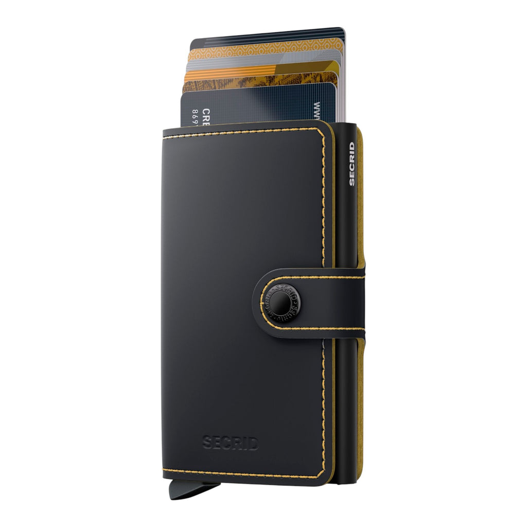Lieblingstasche Secrid Miniwallet Matte in black leather with contrast stitching and RFID-protected card holder