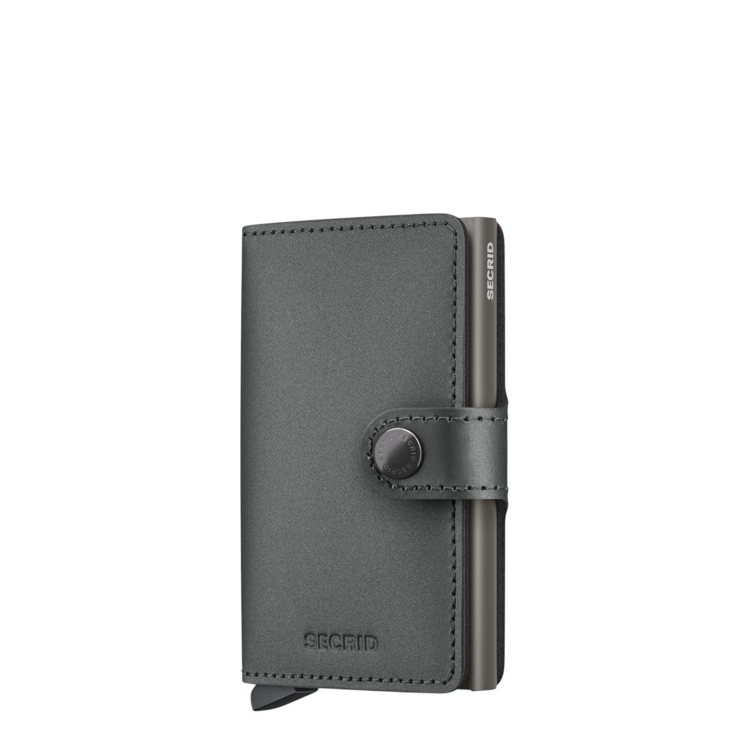 Lieblingstasche Secrid Miniwallet Matte Satin in dark grey leather with RFID protection and snap button closure