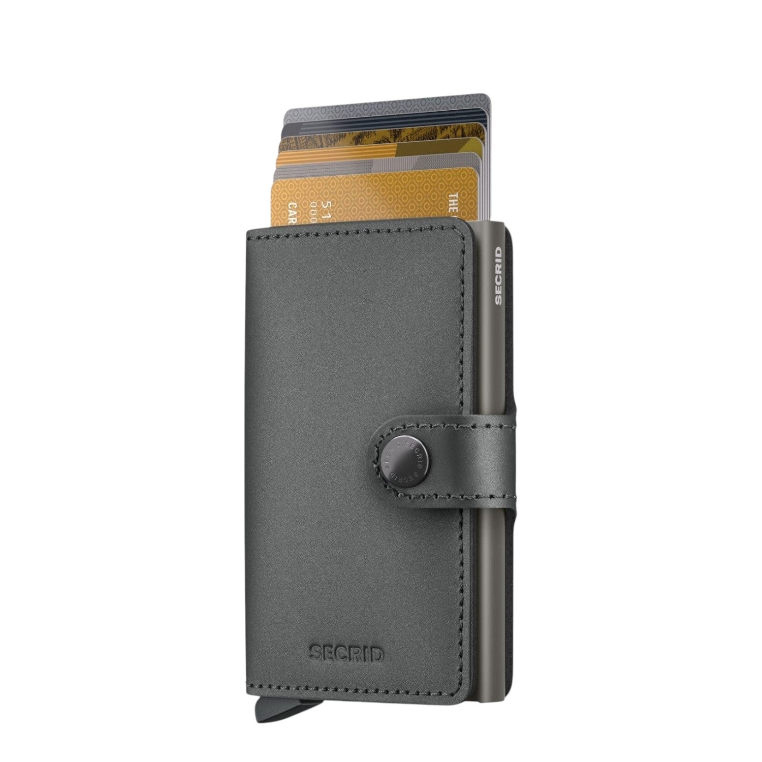 Lieblingstasche Secrid Miniwallet Matte Satin in dark grey leather with RFID-protected card holder and snap closure