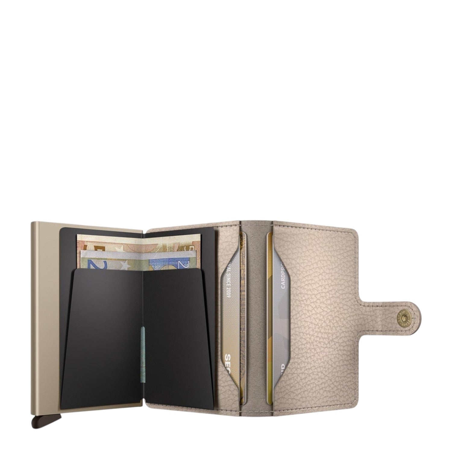 Lieblingstasche Secrid Miniwallet Pebble in metallic beige leather with RFID-protected card holder and cash slots