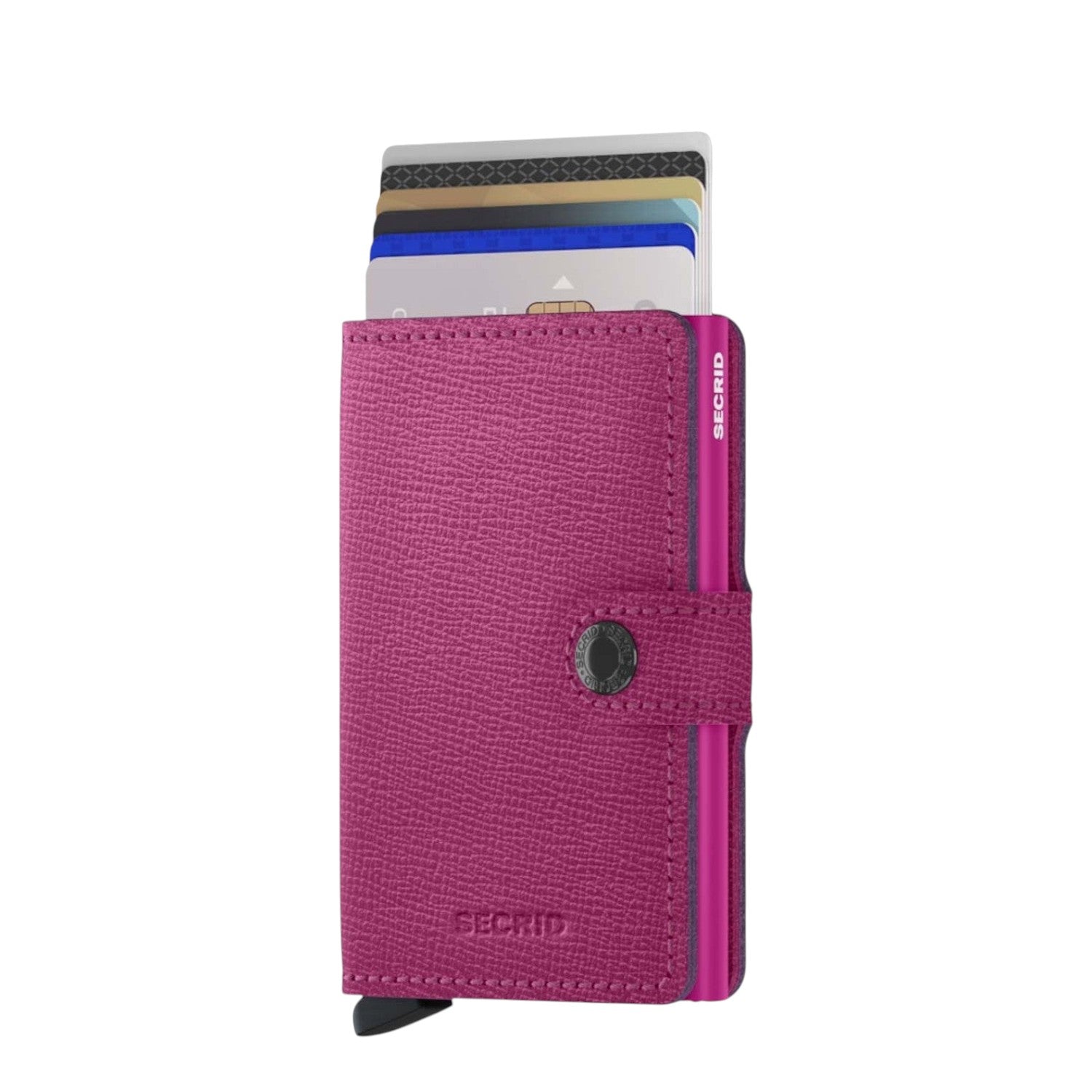 Lieblingstasche Secrid Miniwallet in vibrant pink textured leather with RFID-protected card holder mechanism