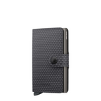 Lieblingstasche Secrid Miniwallet Pyramid in dark grey with a textured geometric pattern and snap button closure
