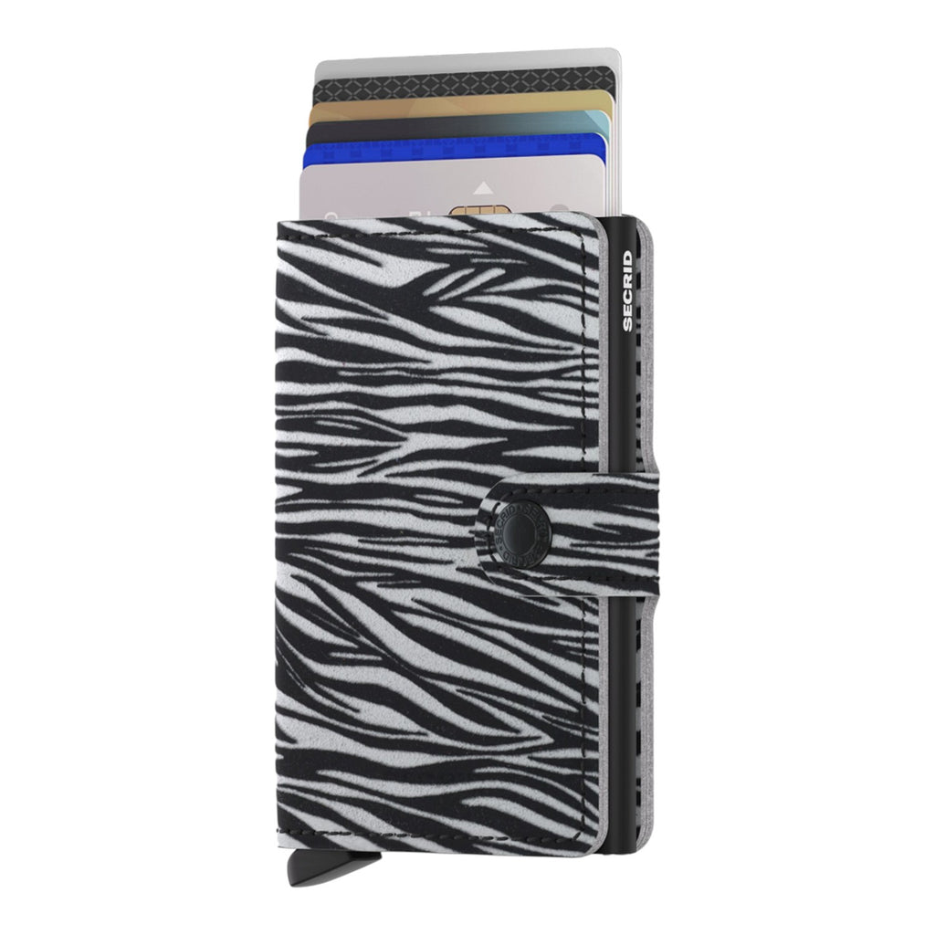Lieblingstasche Secrid Miniwallet in black and white zebra print leather with RFID-protected aluminum card holder