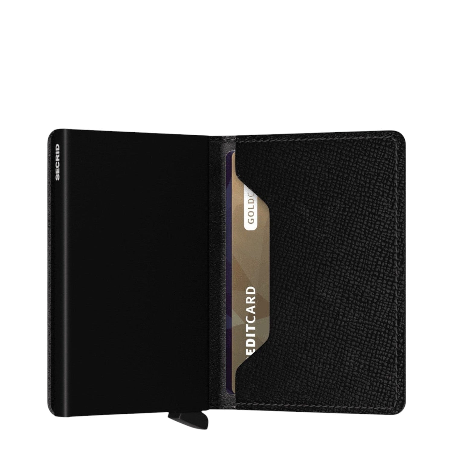Lieblingstasche Secrid Slimwallet Crisple in black leather with integrated RFID-protected card holder mechanism