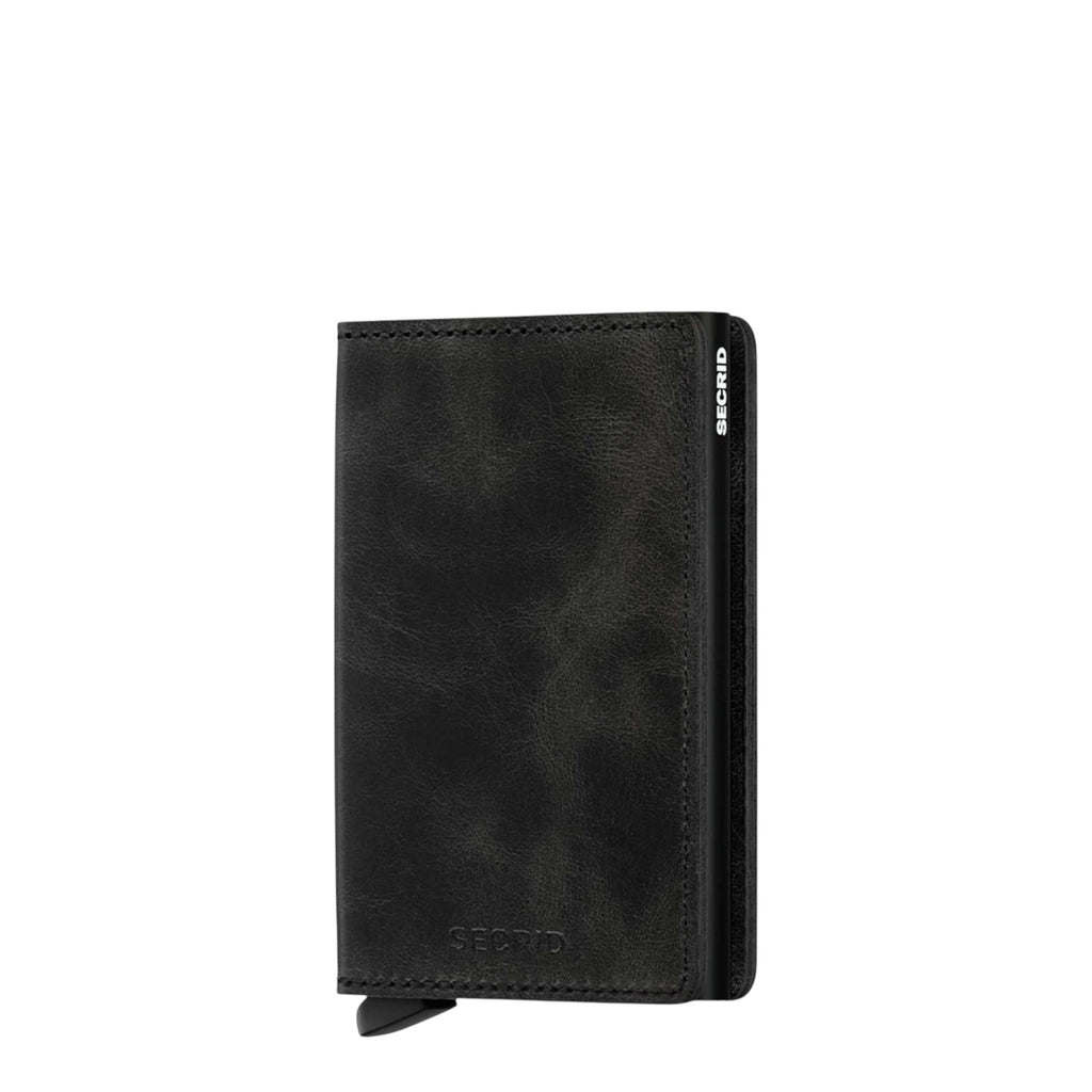 Lieblingstasche Secrid Slimwallet Vintage in black leather with RFID protection and card slide mechanism