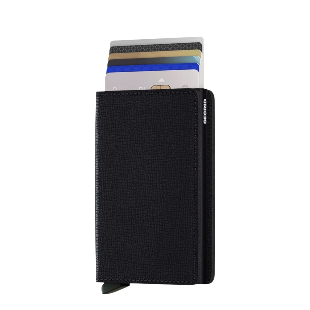 Lieblingstasche Secrid Slimwallet Crisple in black leather with RFID-protected card mechanism and textured finish