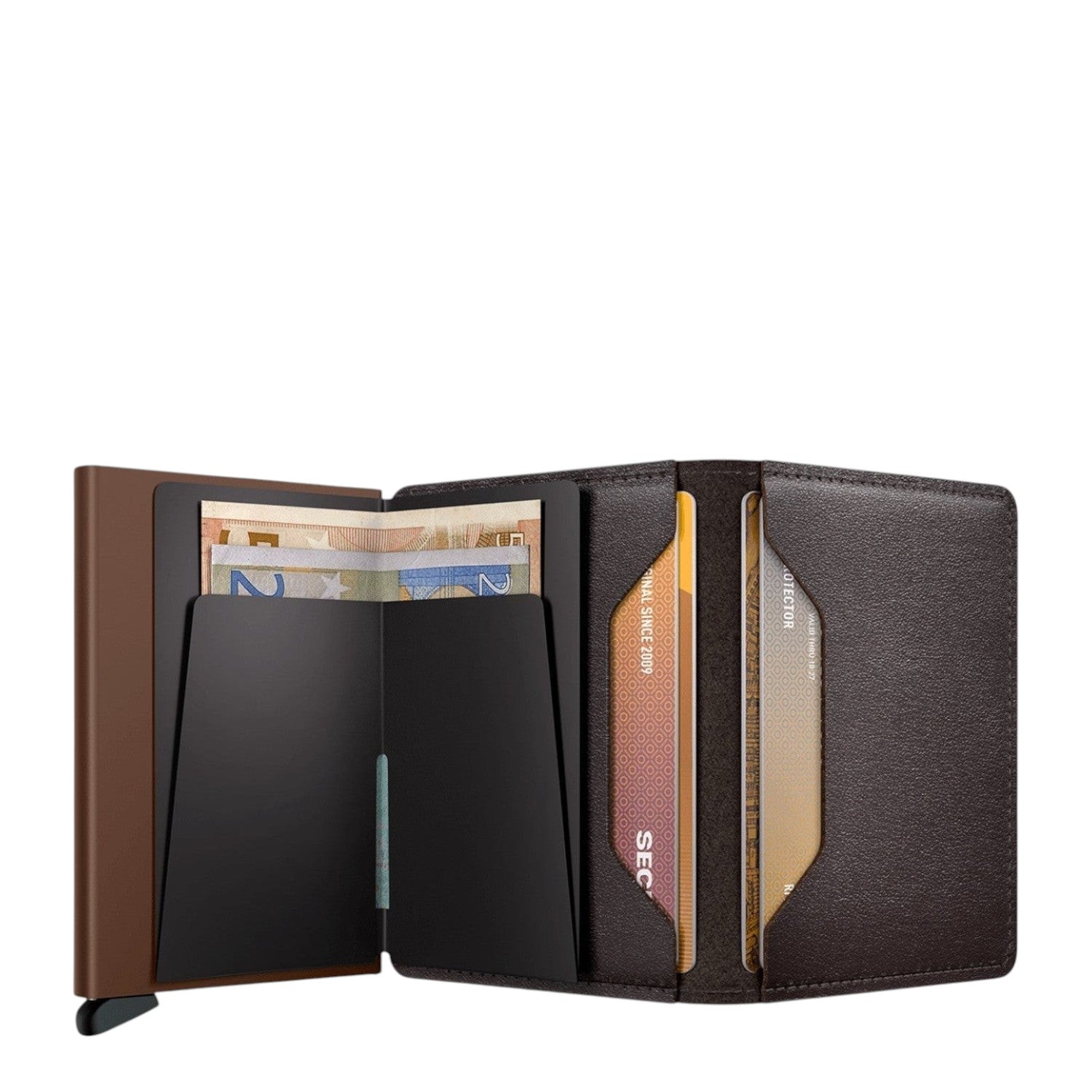 Lieblingstasche Secrid Slimwallet in dark brown leather with integrated card protector and cash storage