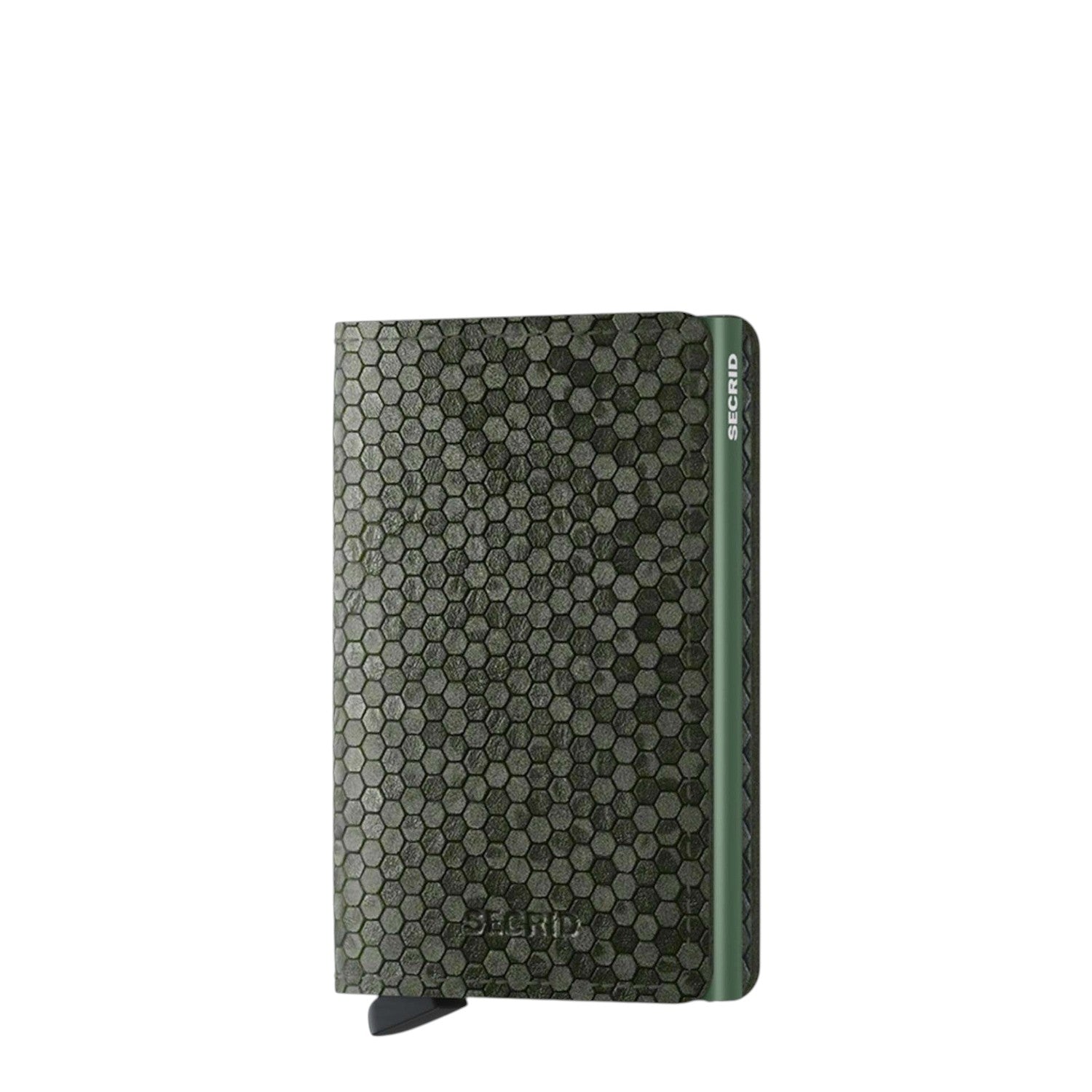 Lieblingstasche Secrid Slimwallet Hexagon in dark green with a textured honeycomb pattern and RFID protection