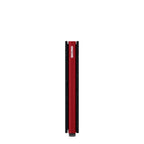 Lieblingstasche Secrid Slimwallet Matte in red with a sleek card protector mechanism for RFID and NFC security.