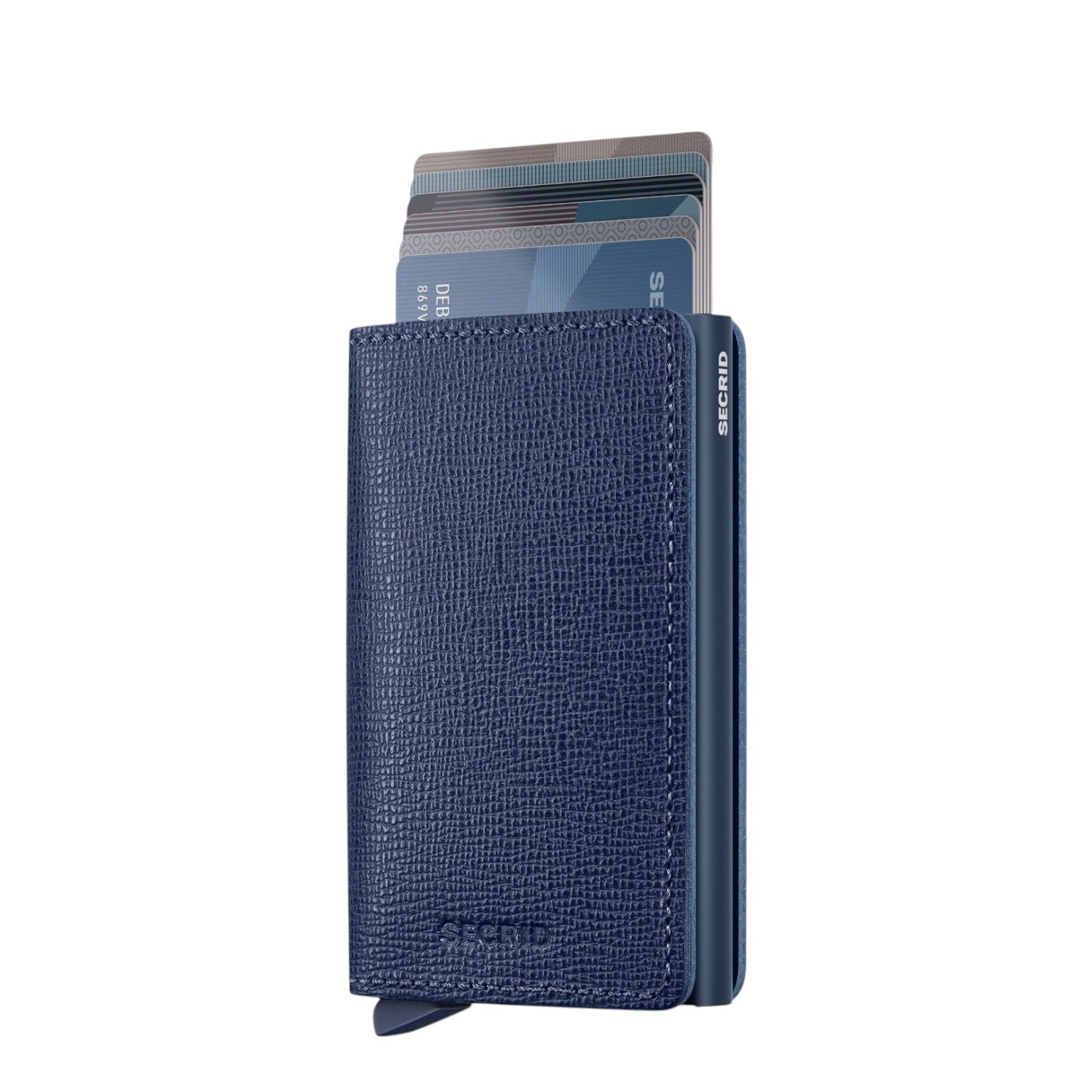 Lieblingstasche Secrid Slimwallet in navy blue textured leather with RFID-protected card mechanism