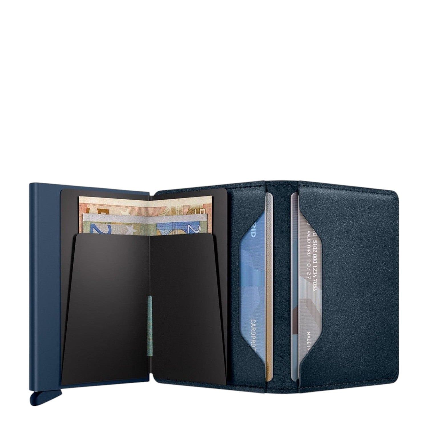 Lieblingstasche Secrid Slimwallet in navy blue leather with RFID-protected card slots and banknote compartment