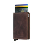 Lieblingstasche Secrid Slimwallet in vintage brown leather with card protector mechanism and multiple credit cards