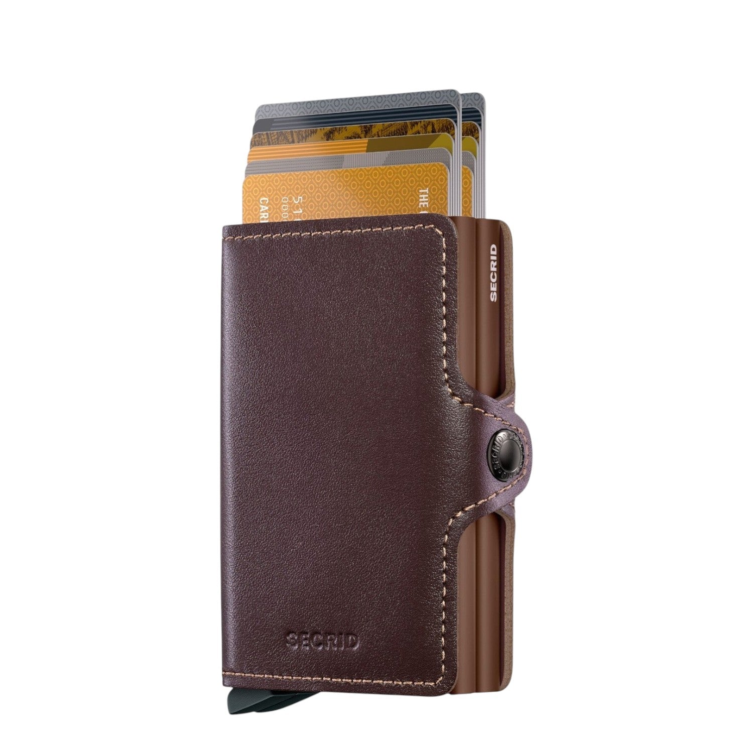 Lieblingstasche Secrid Twinwallet in dark brown leather with card protector mechanism for RFID protection
