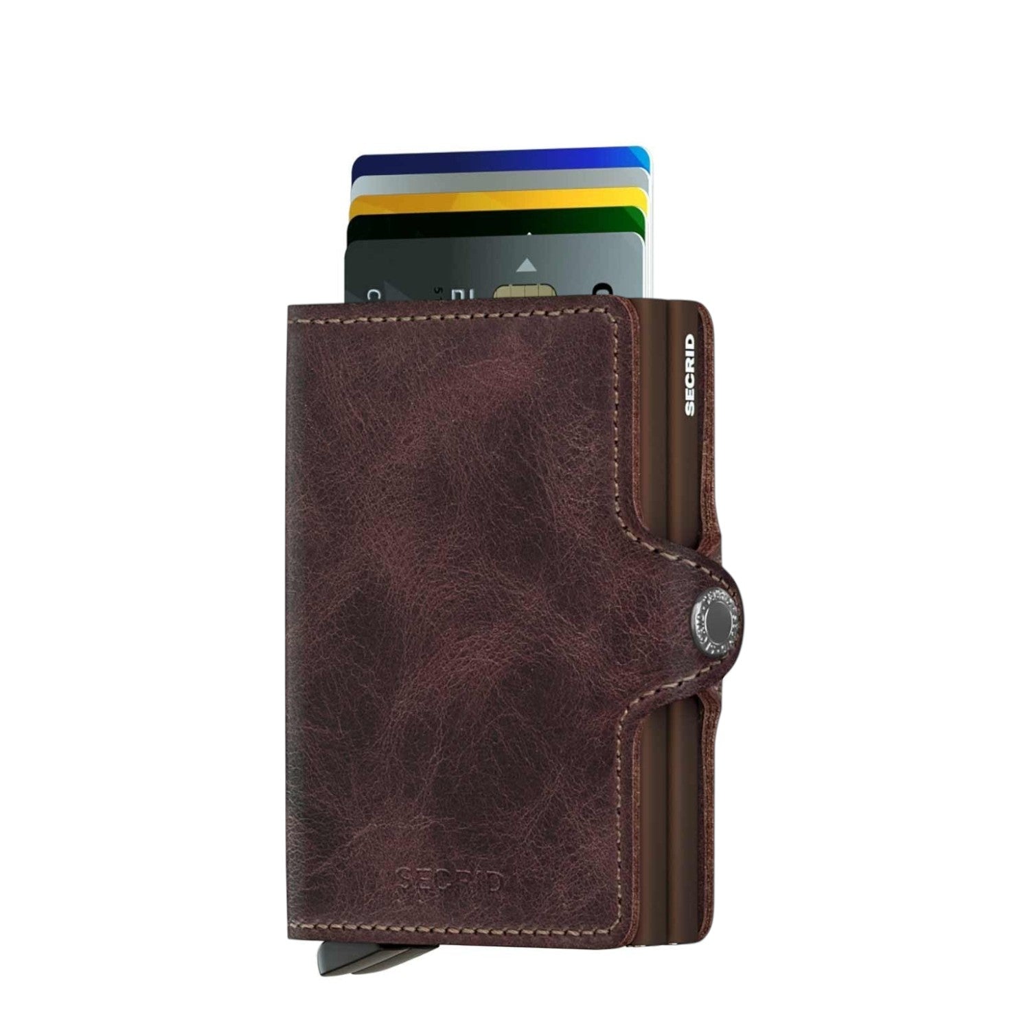 Lieblingstasche Secrid Twinwallet in vintage brown leather with RFID protection and card ejector mechanism