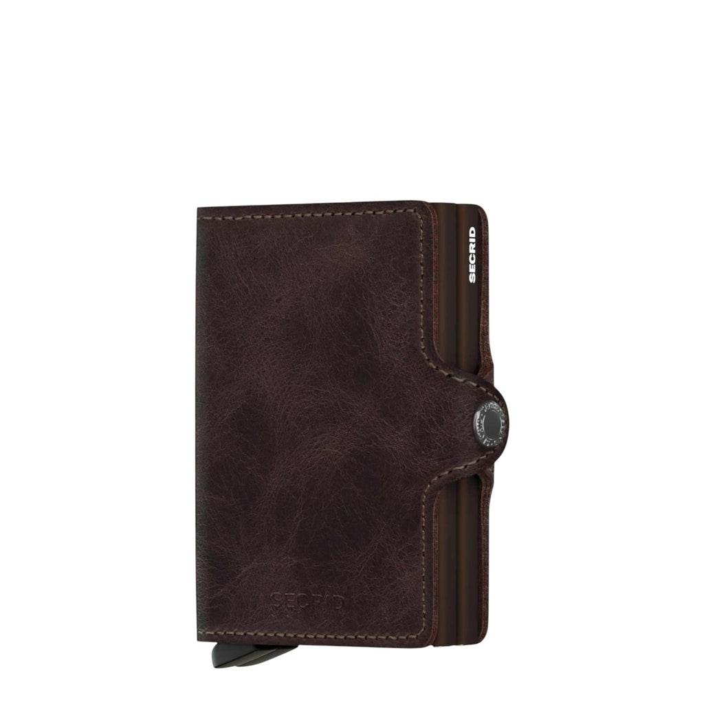 Lieblingstasche Secrid Twinwallet Vintage dark brown leather card holder with RFID protection and snap button closure