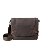 Lieblingstasche Sendai dark brown messenger bag with adjustable shoulder strap and embossed logo detail