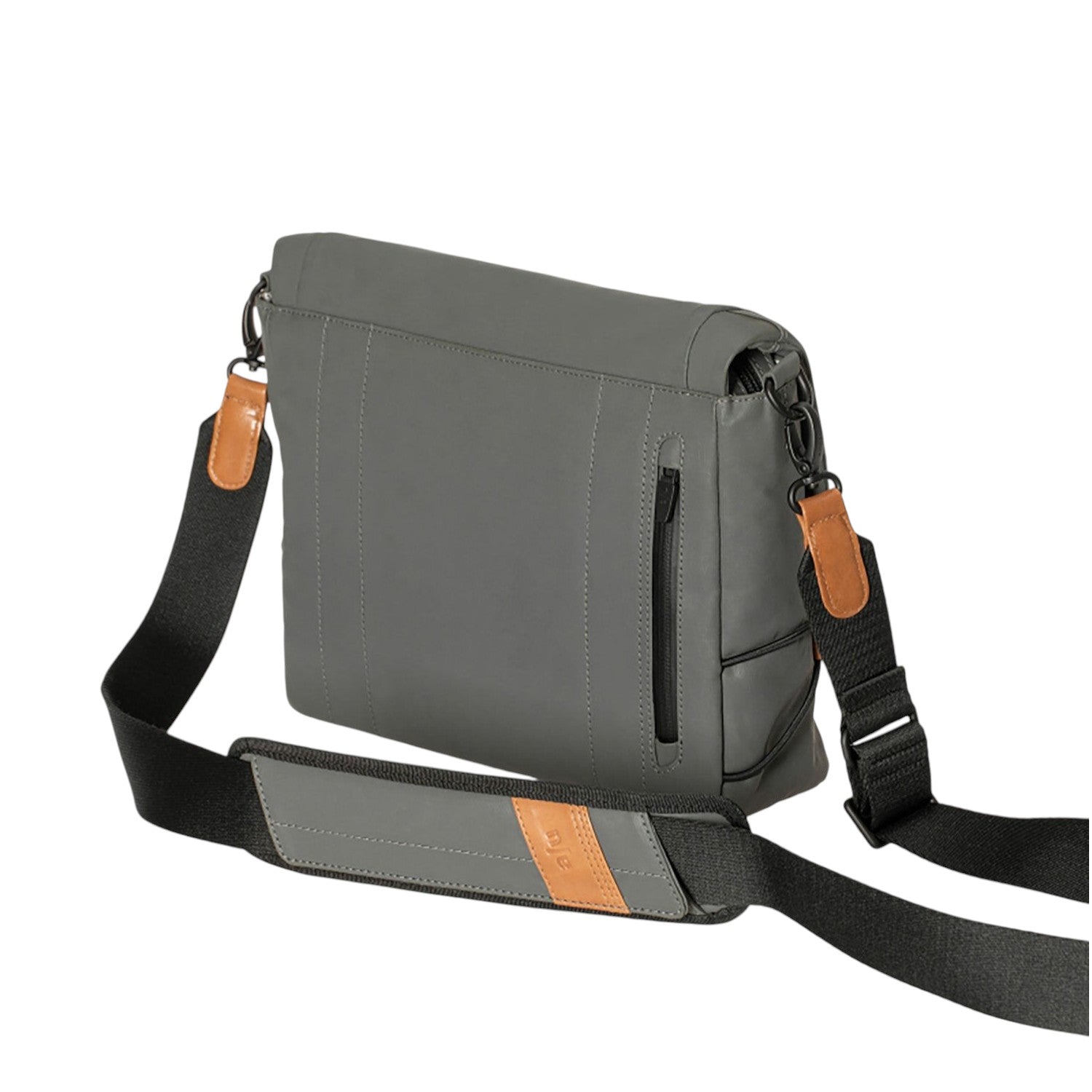 Lieblingstasche Sendai grey messenger bag with water-repellent cotton fabric, adjustable strap, and back zip pocket.