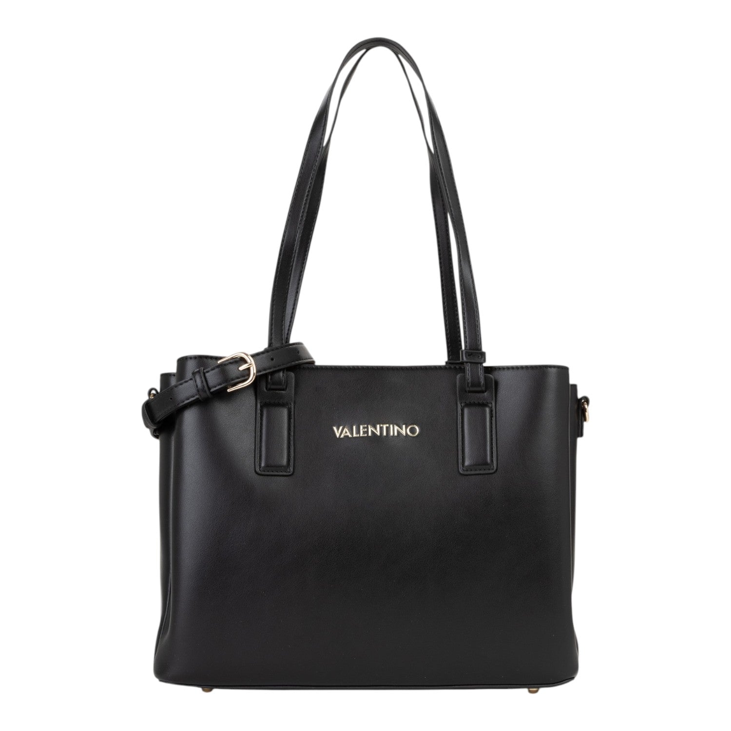 Lieblingstasche Shopping Clio Re black leather tote bag with gold hardware and adjustable strap.
