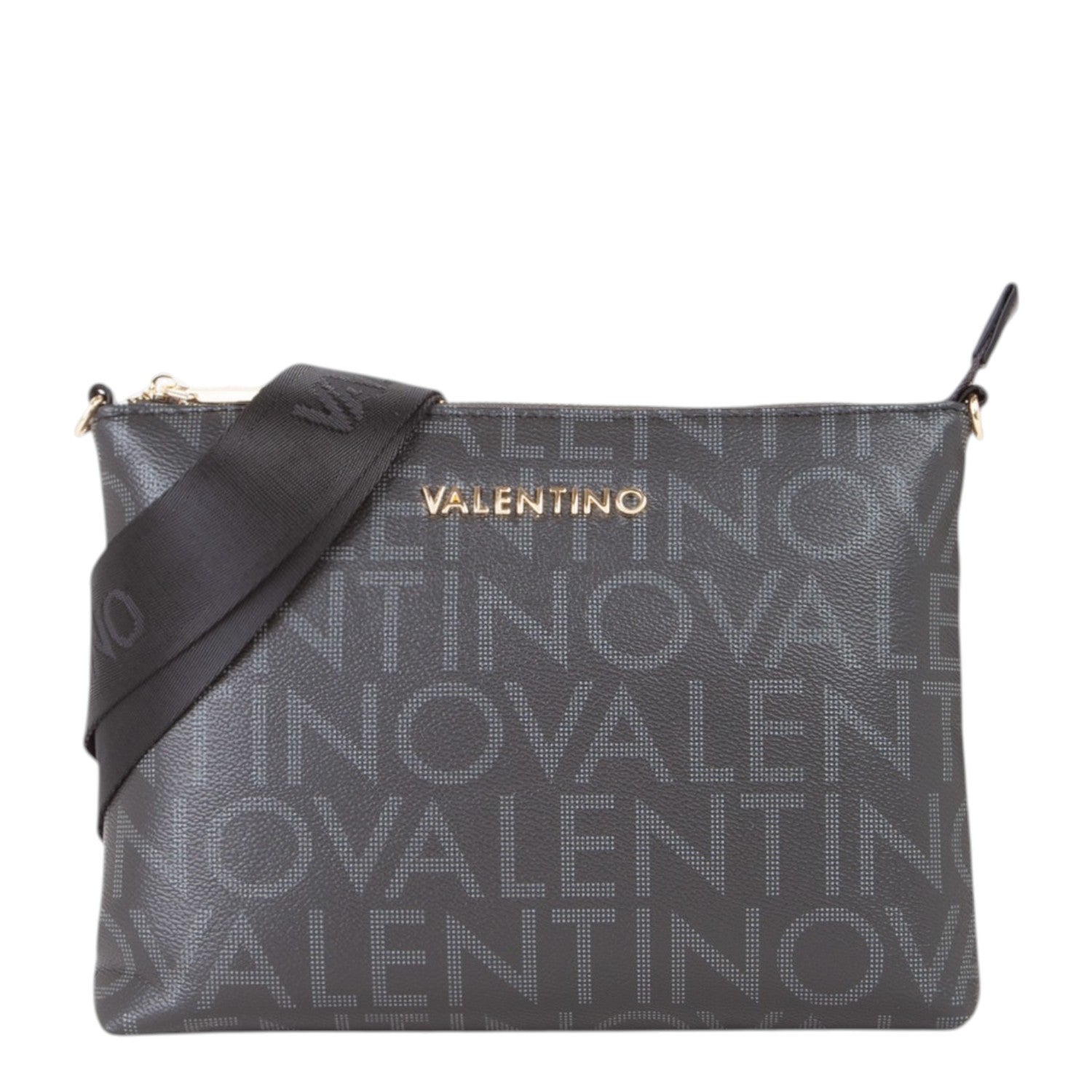 Lieblingstasche Shopping Regina Re dark grey crossbody bag with all-over logo print and adjustable strap.