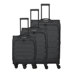 Lieblingstasche Skaii 4-wheel expandable trolley suitcase set in black with telescopic handles and front pockets