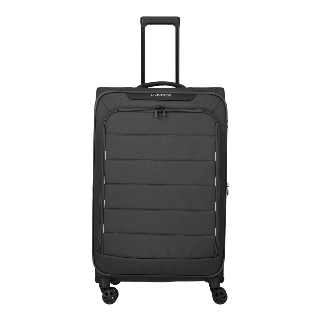 Lieblingstasche Skaii 4-wheel large expandable trolley suitcase in black with front zippered pocket