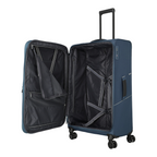 Lieblingstasche Skaii 4-wheel expandable large blue trolley suitcase with open interior and packing straps