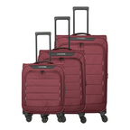 Lieblingstasche set of three burgundy Skaii 4-wheel expandable suitcases with front pockets and telescopic handles