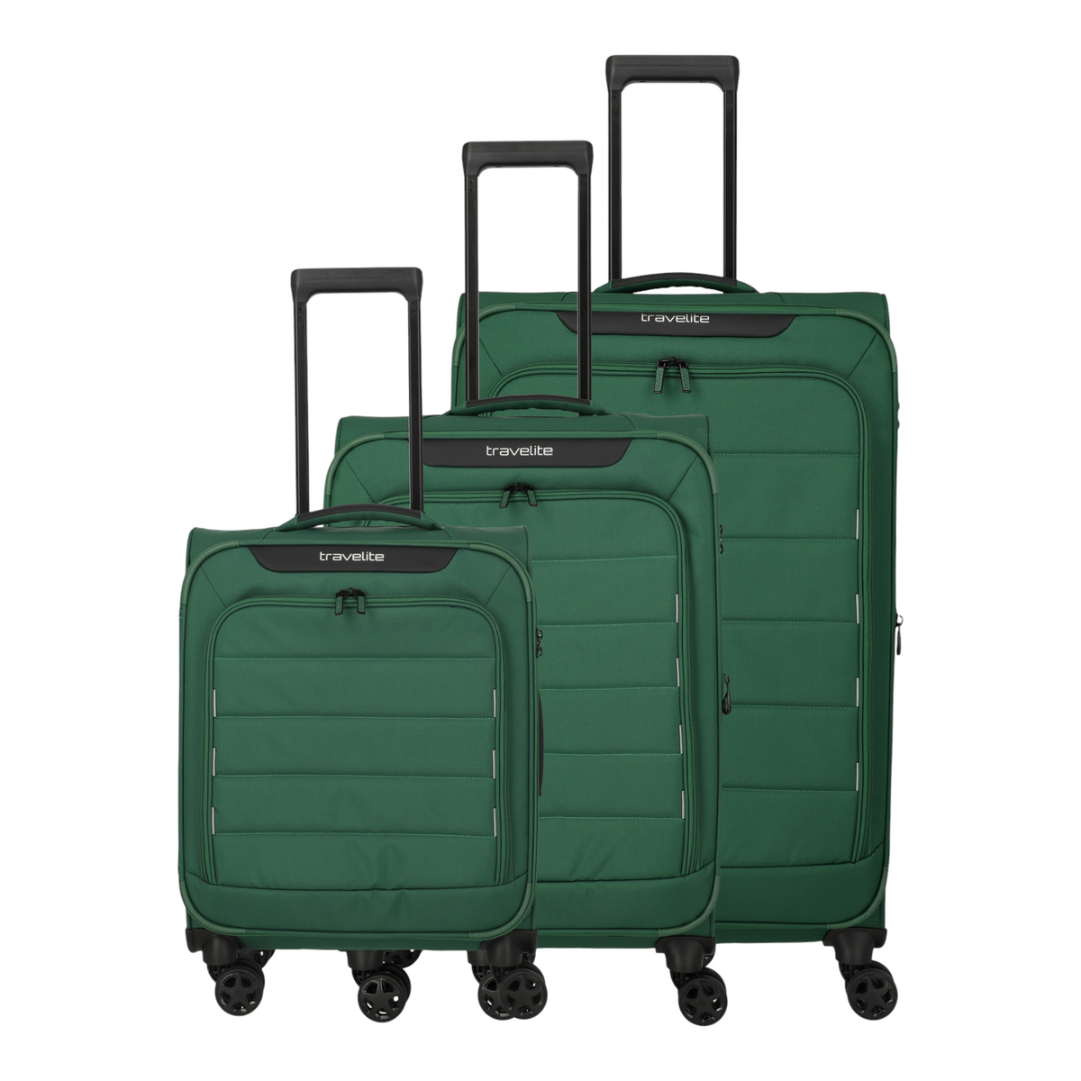 Lieblingstasche Skaii green expandable 4-wheel trolley luggage set with telescopic handles and front pockets