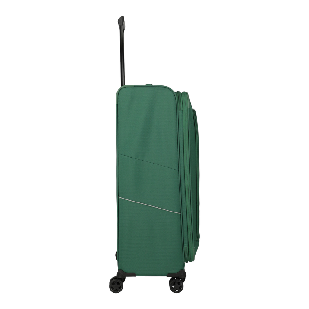 Lieblingstasche Skaii green expandable 4-wheel trolley suitcase viewed from the side