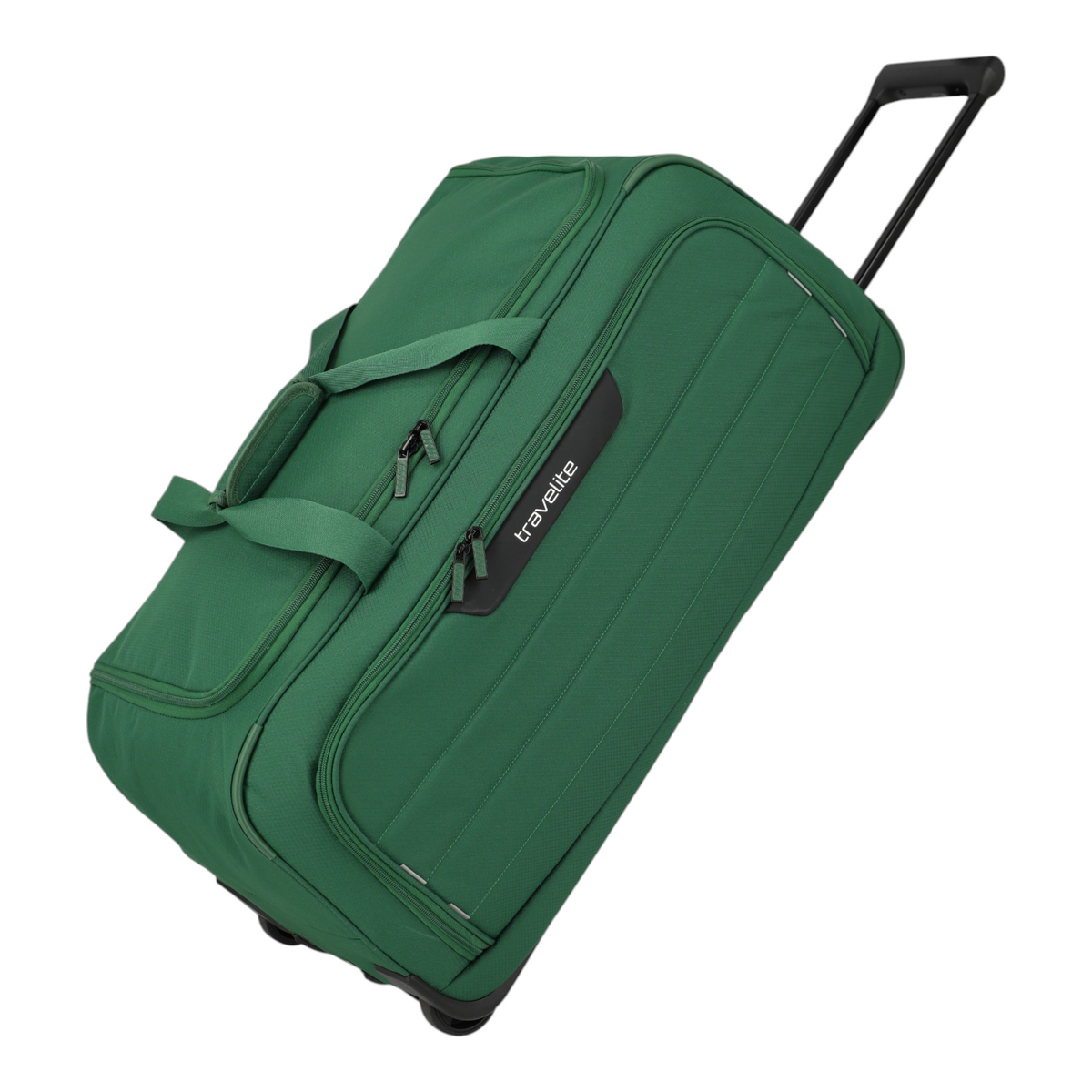 Lieblingstasche Skaii wheeled duffle bag in green with a telescopic handle and side carry straps