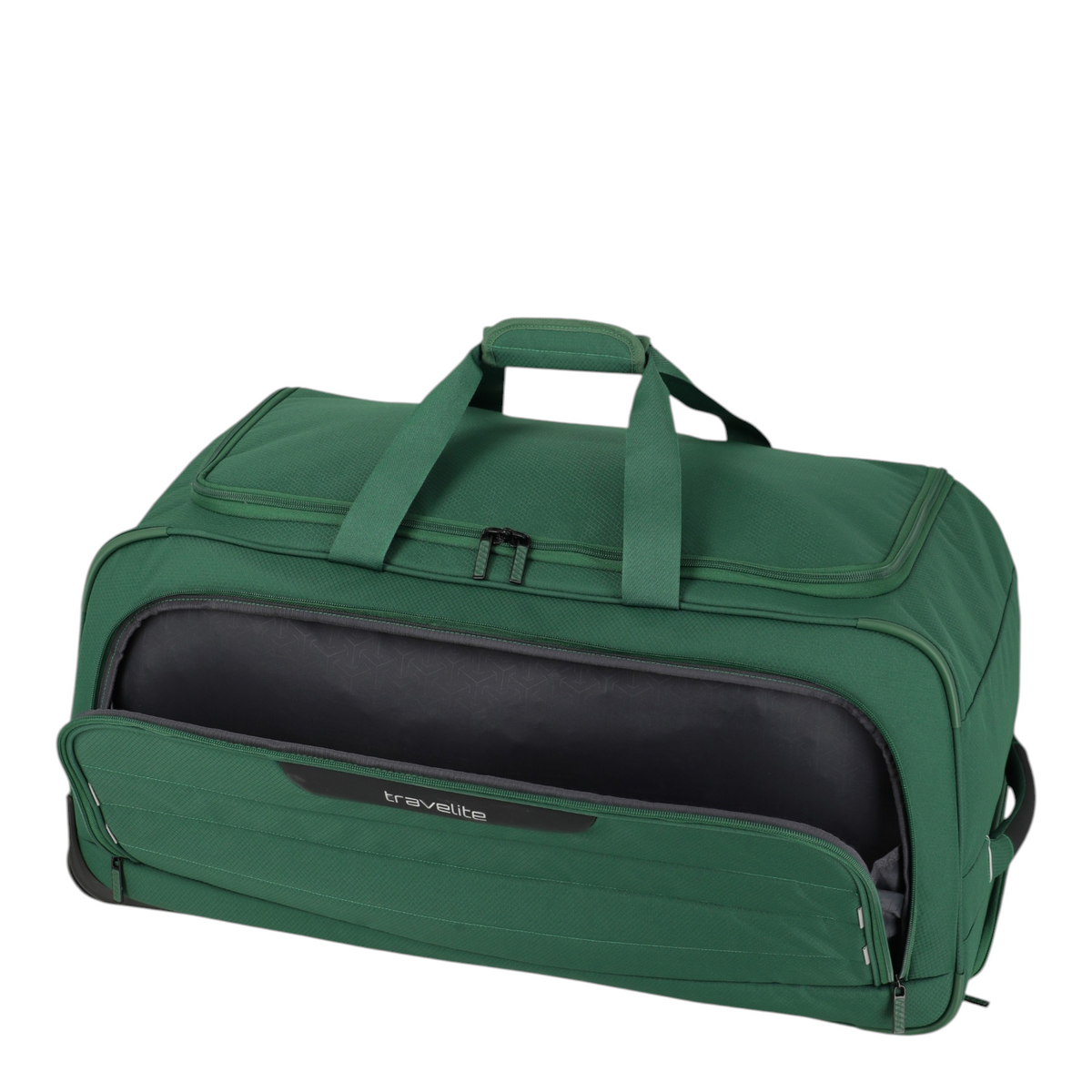 Lieblingstasche Skaii Wheeled Duffle M in green with a front zippered pocket and durable travel design