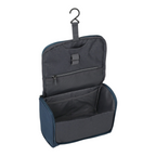 Lieblingstasche Skaii hanging toiletry bag in dark blue with an open interior, mesh pockets, and a sturdy hook.