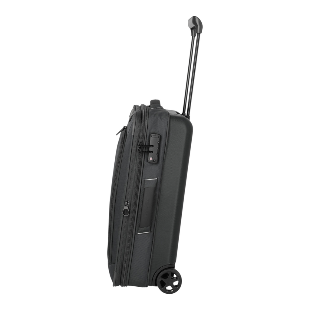 Lieblingstasche Skaii Trolley 2W Hybrid S in black with two wheels, telescopic handle, and integrated TSA lock.