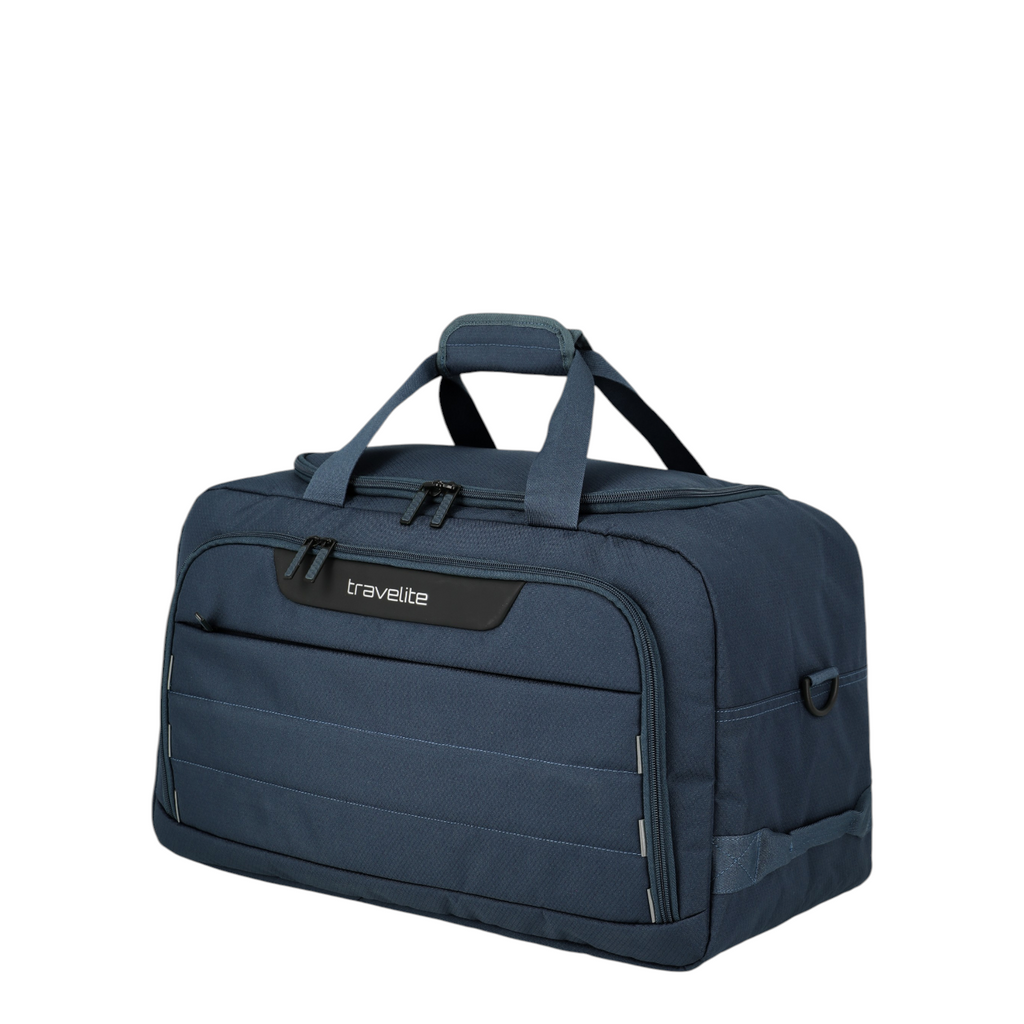 Lieblingstasche Skaii navy blue weekender rucksack with durable fabric, top handles, and front zip pocket.