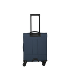 Lieblingstasche Skaii Trolley 4W S in dark blue with an extendable handle and four spinner wheels, back view.
