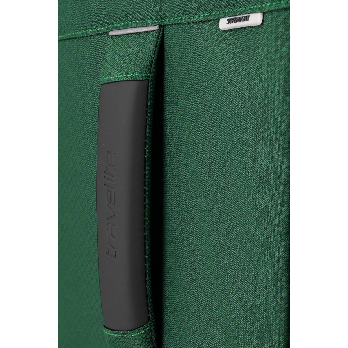 Lieblingstasche Skaii Trolley 4W S in green featuring a durable handle with Travelite branding and Superlight label