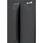 Close-up of the Lieblingstasche Skaii trolley handle featuring durable black fabric and embossed travelite branding.