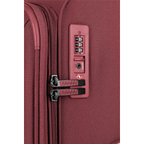 Lieblingstasche Skaii Trolley M suitcase featuring a red fabric exterior with a secure TSA combination lock