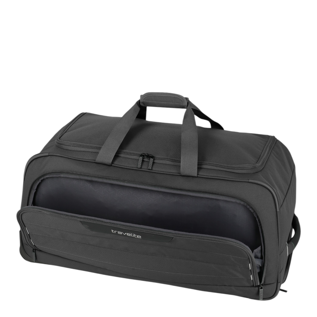 Lieblingstasche Skaii Wheeled Duffle M in black with a front zip pocket and durable fabric construction