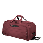 Lieblingstasche Skaii wheeled duffle bag in dark red with a retractable handle and durable fabric construction.