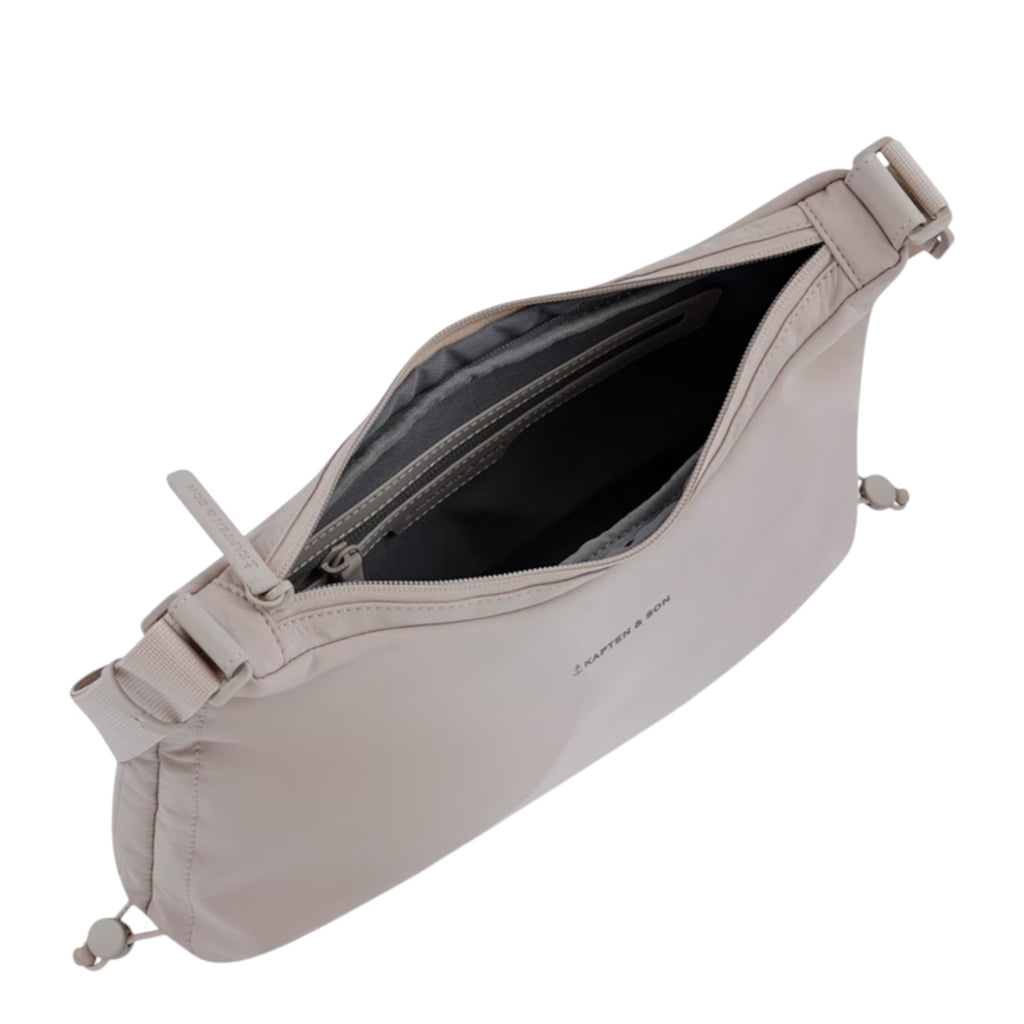 Lieblingstasche Skara Small beige nylon crossbody bag with an open zippered main compartment