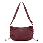 Lieblingstasche Skara Small burgundy shoulder bag with ruched side details and adjustable strap