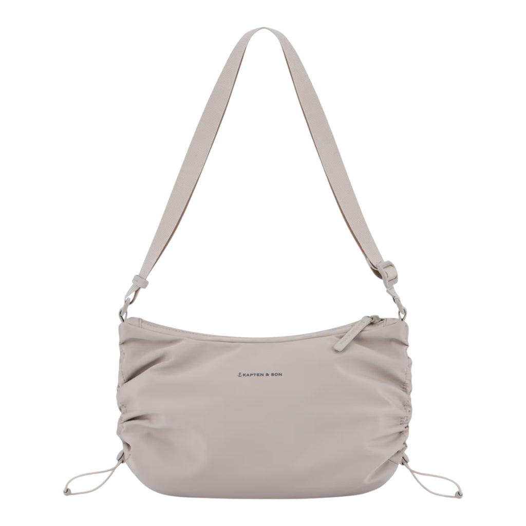 Lieblingstasche Skara Small shoulder bag in light grey with ruched side details and adjustable strap