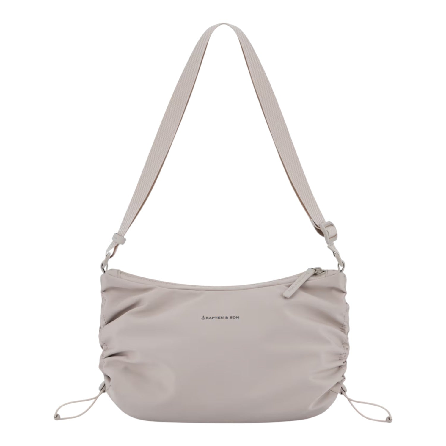 Lieblingstasche Skara Small shoulder bag in light grey with ruched side details and adjustable strap
