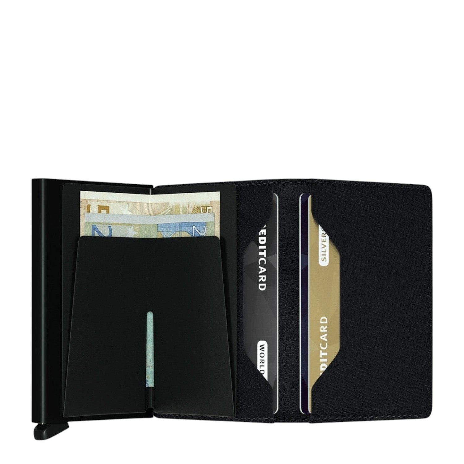Lieblingstasche Secrid Slimwallet Crisple in black leather with RFID protection and card access mechanism