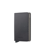 Lieblingstasche Slimwallet Pyramid in black with a textured geometric pattern and metallic card protector
