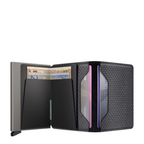 Lieblingstasche Slimwallet Pyramid in black with a textured geometric pattern, featuring card slots and cash storage.