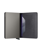 Lieblingstasche Slimwallet Pyramid featuring a grey metallic card case and black textured leather interior