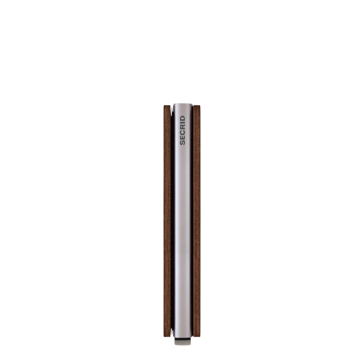 Lieblingstasche Secrid Slimwallet Vintage in brown leather with silver metal card protector side view